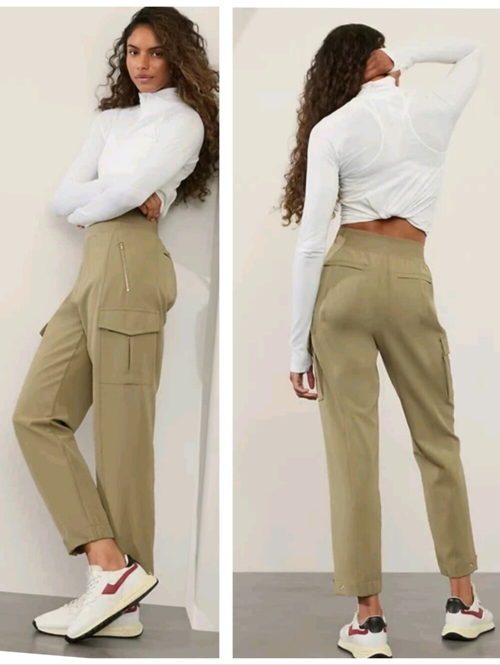 Athleta Endless Cargo High Waisted Pants Green Size 10